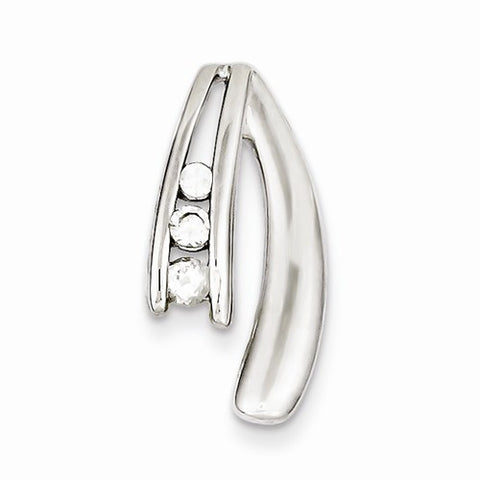 Sterling Silver Rhodium Plated CZ Slide Pendant, Gorgeous Pendants for Necklace