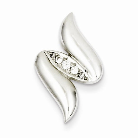 Sterling Silver Polished CZ Slide Pendant, Pendants for Necklace