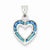 Sterling Silver CZ Blue Inlay Created Opal Heart Pendant, Pendants for Necklace
