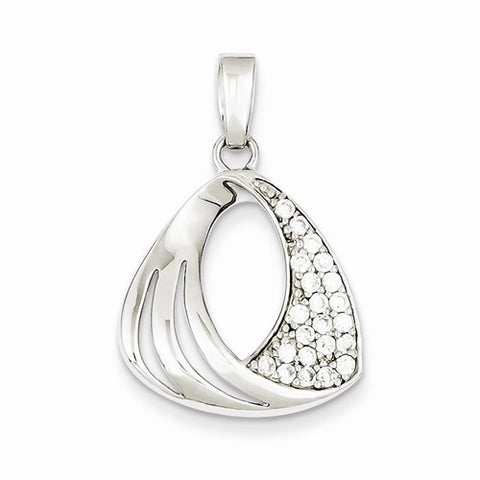 Sterling Silver Rhodium Plated CZ Fancy Pendant, Pendants for Necklace