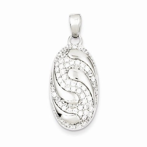 Sterling Silver Rhodium Plated CZ Swirly Pendant, Pendants for Necklace