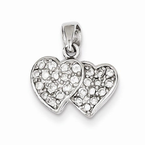 Sterling Silver CZ Small Double Hearts Pendant, Pendants for Necklace