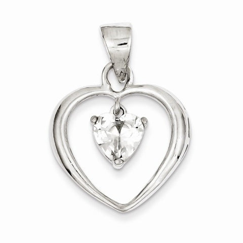 Sterling Silver CZ Heart Pendant, Stylish Pendants for Necklace