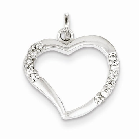 Sterling Silver CZ & Heart pendant, Charm