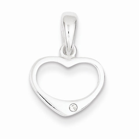 Sterling Silver CZ Heart Pendant, Dazzling Pendants for Necklace