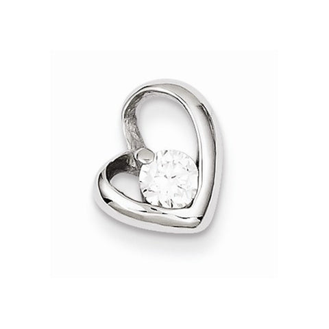 Sterling Silver Rhodium Plated CZ Heart Pendant, Beautiful Pendants for Necklace