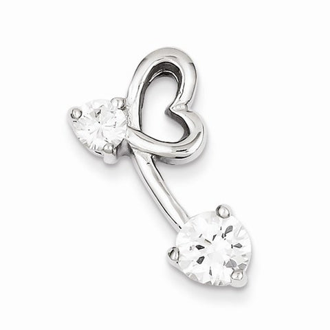 Sterling Silver Rhodium Plated CZ Heart Pendant, Exquisite Pendants for Necklace