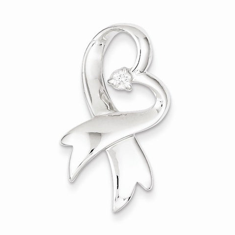 Sterling Silver CZ Heart Pendant, Fine Pendants for Necklace