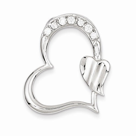 Sterling Silver CZ Heart & Small Silver Heart Pendant, Pendants for Necklace