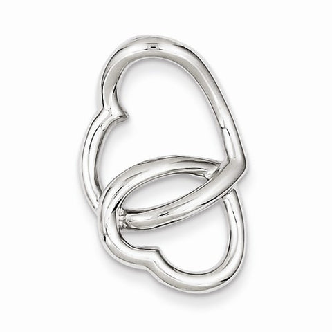 Sterling Silver Double Heart Slide Pendant, Pendants for Necklace