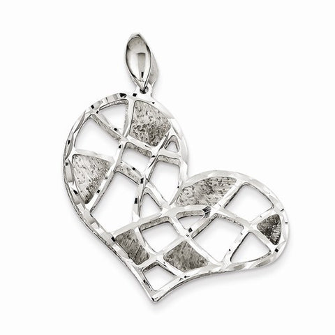 Sterling Silver Brushed & Diamond Cut Textured Heart Pendant, Pendants for Necklace