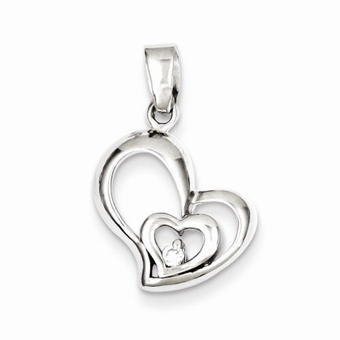 Sterling Silver Rhodium Plated CZ Heart pendant, Adorable Pendants for Necklace