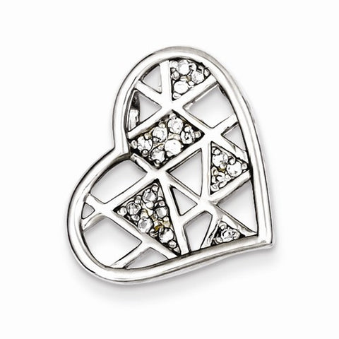 Sterling Silver Rhodium Plated CZ Heart Slide Pendant, Beautiful Pendants for Necklace