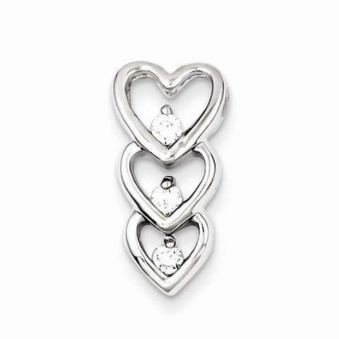 Sterling Silver Rhodium Plated CZ Multi Hearts Slide Pendant, Pendants for Necklace