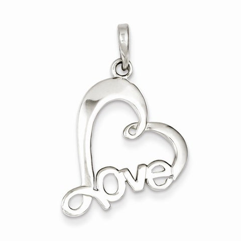 Sterling Silver Polished Love Heart Pendant, Pendants for Necklace