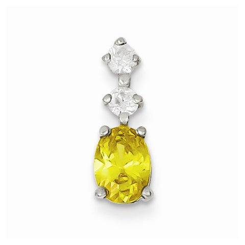 Sterling Silver Yellow and White CZ Slide Pendant, Pendants for Necklace