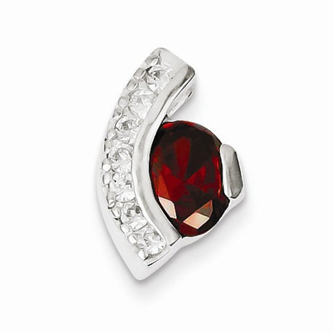 Sterling Silver Red and Clear CZ Slide Pendant, Pendants for Necklace