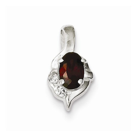 Sterling Silver with Red & White CZ Pendant, Pendants for Necklace