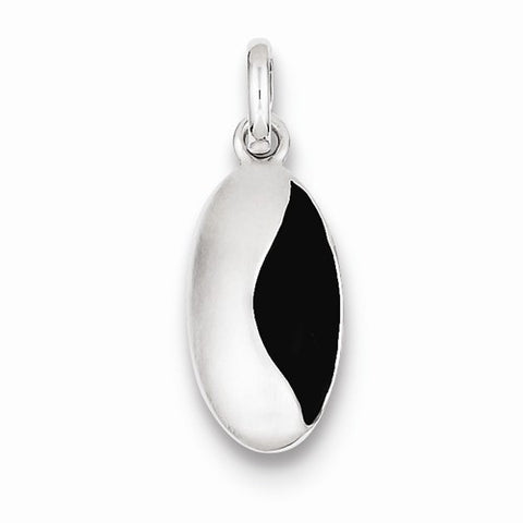 Sterling Silver Rhodium Plated Silver/Black Enamel Pendant, Pendants for Necklace