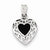 Sterling Silver Onyx Heart Antiqued Pendant, Pendants for Necklace
