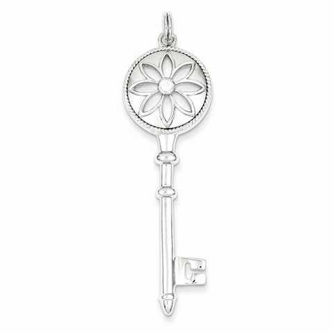 Sterling Silver CZ Key Pendant, Appealing Pendants for Necklace