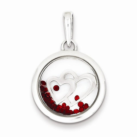 Sterling Silver Hearts and Floating Glass Beads Pendant, Pendants for Necklace