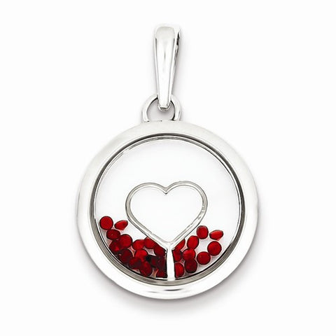 Sterling Silver Heart and Floating Glass Beads Pendant, Pendants for Necklace