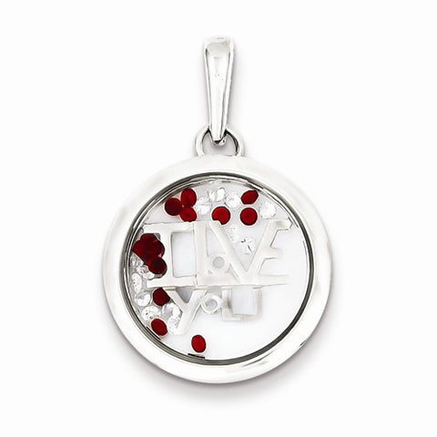 Sterling Silver I Love You and Floating Glass Beads Pendant, Pendants for Necklace