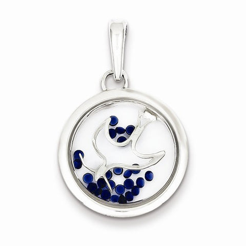 Sterling Silver Dove and Floating Glass Beads Pendant, Pendants for Necklace