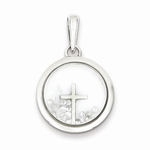 Sterling Silver Cross and Floating Glass Beads Pendant, Pendants for Necklace