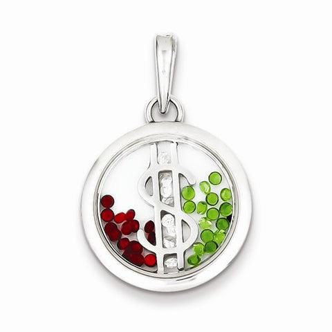 Sterling Silver Money Sign and Floating Glass Beads Pendant, Pendants for Necklace