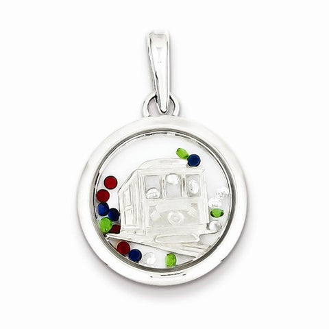 Sterling Silver Cable Car and Floating Glass Beads Pendant, Pendants for Necklace