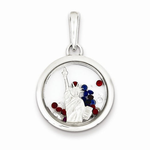 Sterling Silver Statue of Liberty and Floating Glass Beads Pendant, Pendants for Necklace
