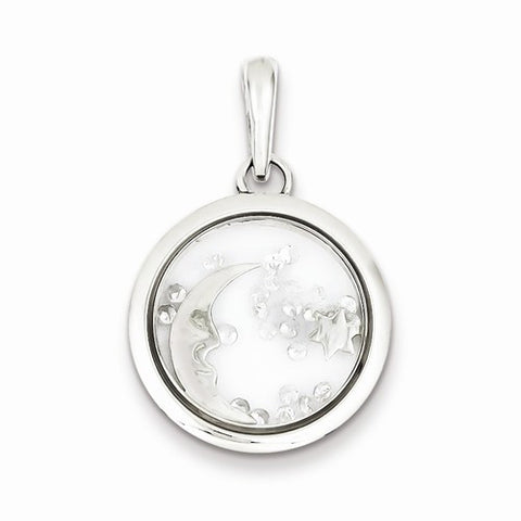 Sterling Silver Moon & Star and Floating Glass Beads Pendant, Pendants for Necklace
