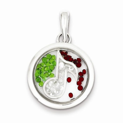 Sterling Silver Music Note and Floating Glass Beads Pendant, Pendants for Necklace