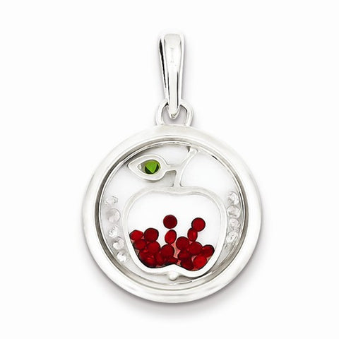 Sterling Silver Apple and Floating Glass Beads Pendant, Pendants for Necklace