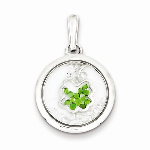 Sterling Silver Clover and Floating Glass Beads Pendant, Pendants for Necklace