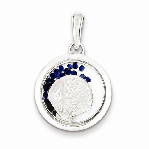 Sterling Silver Sea Shell and Floating Glass Beads Pendant, Pendants for Necklace