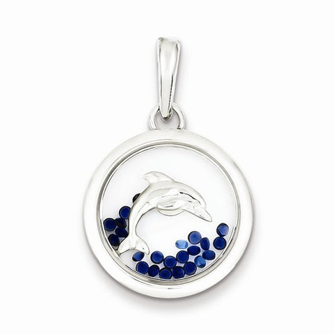 Sterling Silver Dolphin and Floating Glass Beads Pendant, Pendants for Necklace