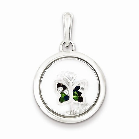 Sterling Silver Butterfly and Floating Glass Beads Pendant, Pendants for Necklace