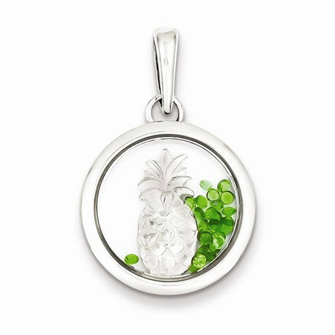 Sterling Silver Pineapple and Floating Glass Beads Pendant, Pendants for Necklace