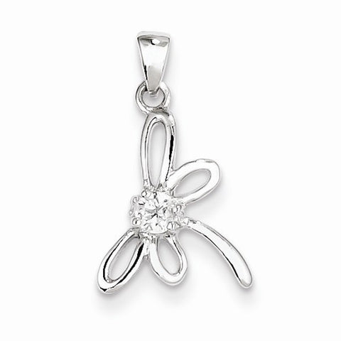 Sterling Silver Dragon fly w/ CZ Center Pendant, Pendants for Necklace
