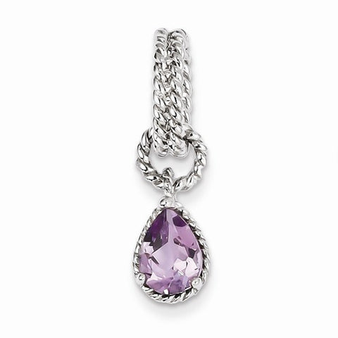 Sterling Silver Amethyst Pear Twisted Pendant, Pendants for Necklace