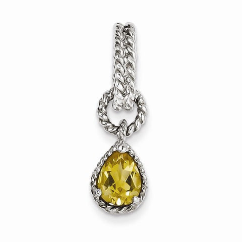 Sterling Silver Citrine Pear Twisted Pendant, Pendants for Necklace