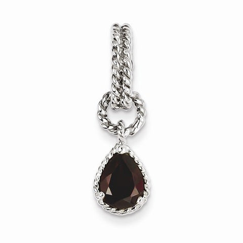 Sterling Garnet Pear Twisted Pendant, Pendants for Necklace