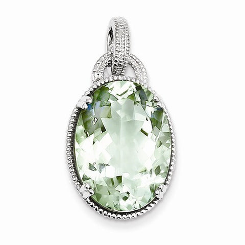 Sterling Silver Green Quartz Pendant, Exquisite Pendants for Necklace
