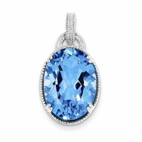 Sterling Silver Blue Topaz Pendant, Pendants for Necklace