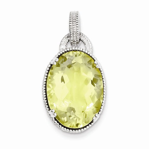Sterling Silver Lemon Quartz Pendant, Pretty Pendants for Necklace