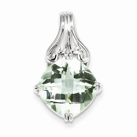 Sterling Silver Green Quartz Pendant, Pendants for Necklace