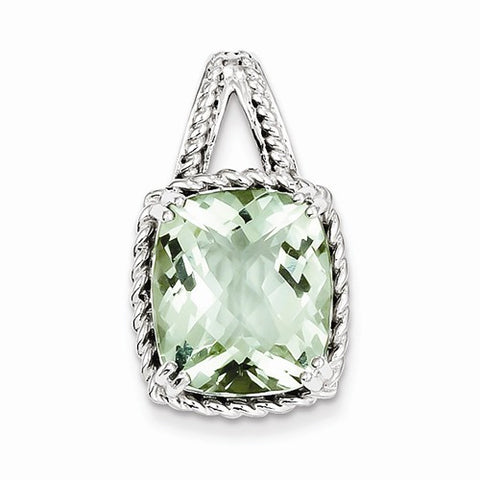 Sterling Silver Green Quartz Pendant, Fine Pendants for Necklace
